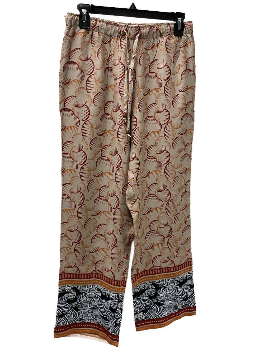 New Sudara, punjammie Women's Cream Printed Pajama Pants with Border Detail